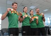 21 September 2016; Team Ireland medallists, Eoghan Clifford, Eve McCrystal, Katie-George Dunlevy, and Colin Lynch at the homecoming from the Rio 2016 Paralympic Games at Dublin Airport in Dublin. Photo by Matt Browne/Sportsfile