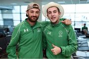 21 September 2016; Teammates of the Ireland Paralympic Football team Gary Messitt, left, and Carl McKee during the homecoming from the Rio 2016 Paralympromic Games at Dublin Airport in Dublin. Photo by Cody Glenn/Sportsfile