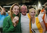 21 September 2016; Paralympic bronze medallist Ellen Keane with her dad Eddie and sister Hazel at the homecoming from the Rio 2016 Paralympic Games at Dublin Airport in Dublin. Photo by Matt Browne/Sportsfile
