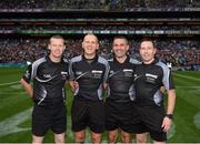18 September 2016; Referee Conor Lane, second from left, and his officials Joe McQuillan, left, Maurice Deegan and Derek O'Mahoney, right, before the GAA Football All-Ireland Senior Championship Final match between Dublin and Mayo at Croke Park in Dublin. Photo by Ray McManus/Sportsfile