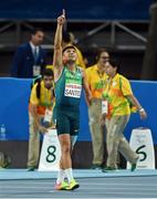 17 September 2016; Petrucio Ferreira dos Santos of Brazil reacts after taking silver in the Men's 400m T47 Final at the Olympic Stadium during the Rio 2016 Paralympic Games in Rio de Janeiro, Brazil. Photo by Diarmuid Greene/Sportsfile