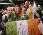 21 September 2016; Paralympic bronze medallist Ellen Keane with her sister Hazel, cousin seven year old Jamie O'Brien and dad Eddie at the homecoming from the Rio 2016 Paralympic Games at Dublin Airport in Dublin. Photo by Matt Browne/Sportsfile