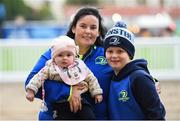 23 September 2016; Leinster supporters 6-month Bella, Margaret and Daniel Hall, from Rathmines, Dublin, ahead of the Guinness PRO12 match between Leinster and Ospreys at the RDS Arena in Dublin. Photo by Ramsey Cardy/Sportsfile