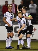 23 September 2016; John Mountney of Dundalk, left, is congratulated by team-mates Daryl Horgan and Stephen O’Donnell, right, after scoring his side's first goal during the SSE Airtricity League Premier Division match between Dundalk and Derry City at Oriel Park, Dundalk.  Photo by Sportsfile