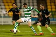 23 September 2016; Dean Clarke of Shamrock Rovers in action against Stephen Folan of Galway United during the SSE Airtricity League Premier Division match between Shamrock Rovers and Galways United at Tallaght Stadium, Dublin.  Photo by David Maher/Sportsfile