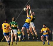29 January 2011; Timmy Ryan, Clare, and Seamus Scanlon, Kerry, contest a high ball. McGrath Cup Final, Kerry v Clare, Dr. Crokes GAA Club, Lewis Road, Killarney, Co. Kerry. Picture credit: Stephen McCarthy / SPORTSFILE