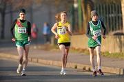 30 January 2011; Athletes, from left, Cian McManaman, Westport A.C., Westport, Co. Mayo, Emma Doherty, North Belfast, Co. Antrim, and Patrick Bell, Castlebar, Co. Mayo, in action during the 2010 Woodie’s DIY National Walks Championships. Pairc Ui Chaoimh, Cork. Picture credit: Barry Cregg / SPORTSFILE