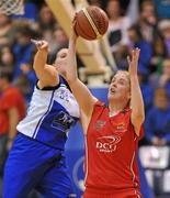 30 January 2010; Suzanne Maguire, DCU Mercy, gains possession ahead of Marie Breen, Team Montenotte Hotel Cork. Women's Superleague National Cup Final, Team Montenotte Hotel Cork v DCU Mercy, National Basketball Arena, Tallaght, Dublin. Picture credit: Brendan Moran / SPORTSFILE