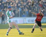 30 January 2011; Brian Hogan, O'Loughlin Gaels, in action against Nicky Kirwan, Oulart the Ballagh. AIB Leinster GAA Hurling Senior Club Championship Final, O'Loughlin Gaels v Oulart the Ballagh, Dr. Cullen Park, Carlow. Picture credit: Matt Browne / SPORTSFILE