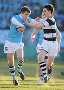 30 January 2011; Cameron Diamond, St Michael's College, is tackled by Cillian O'Sullivan, Belvedere College. Powerade Leinster Schools Rugby Senior Cup, First Round, Belvedere College v St Michael's College, Donnybrook Stadium, Donnybrook, Dublin. Picture credit: Brian Lawless / SPORTSFILE