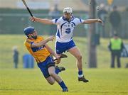 30 January 2011; James McInerney, Clare, in action against Richie Foley, Waterford. Waterford Crystal Cup Semi-Final, Clare v Waterford, Sixmilebridge GAA Club, Sixmilebridge, Co. Clare. Picture credit: Diarmuid Greene / SPORTSFILE