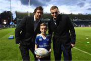 23 September 2016; Leinster matchday mascot Robert O'Brien, from Rathfarnham, with Leinster's Mike McCarthy and Nick McCarthy ahead of the Guinness PRO12, Round 4, match between Leinster and Ospreys at the RDS Arena in Dublin. Photo by Stephen McCarthy/Sportsfile
