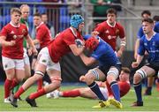 24 September 2016; Luke Clohessy of Munster is tackled by Ryan Baird of Leinster during the Leinster U18 Schools Interprovincial Series Round 4 match between Leinster and Munster at Donnybrook Stadium in Donnybrook, Dublin. Photo by Matt Browne/Sportsfile