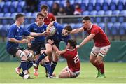 24 September 2016; Cormac Foley of Leinster is tackled by Finn Burke of Munster during the Leinster U18 Schools Interprovincial Series Round 4 match between Leinster and Munster at Donnybrook Stadium in Donnybrook, Dublin. Photo by Matt Browne/Sportsfile