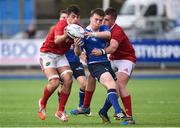 24 September 2016; David Hawkshaw of Leinster is tackled by Daniel Feasey and Travis Coomey of Munster during the Leinster U18 Schools Interprovincial Series Round 4 match between Leinster and Munster at Donnybrook Stadium in Donnybrook, Dublin. Photo by Matt Browne/Sportsfile