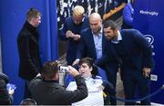 23 September 2016; Leinster's Bryan Byrne, Richardt Strauss and Rob Kearney sign autographs and pose for photographs in 'Autograph Alley' before the Guinness PRO12 match between Leinster and Ospreys at the RDS Arena in Dublin. Photo by Ramsey Cardy/Sportsfile