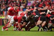 24 September 2016; Conor Murray and Dave Kilcoyne of Munster in action in a scrum during the Guinness PRO12 Round 4 match between Munster and Edinburgh Rugby at Thomond Park in Limerick. Photo by Diarmuid Greene/Sportsfile