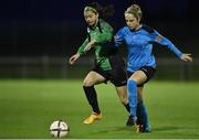 24 September 2016; Laurynn O'Callaghan of Peamount United in action against Julie Ann Russell of UCD Waves during the Continental Tyres Women's National League game between UCD Waves and Peamount United at Jackson Park in Kilternan, Co. Dublin. Photo by Sportsfile