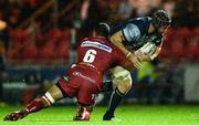 24 September 2016; Eóin McKeon of Connacht is tackled by Aaron Shingler of Scarlets during the Guinness PRO12 Round 4 match between Scarlets and Connacht at Parc Y Scarlets, Llanelli in Wales. Photo by Chris Fairweather/Sportsfile