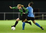 24 September 2016; Amber Barrett of Peamount United in action against Rebekah Carroll of UCD Waves during the Continental Tyres Women's National League game between UCD Waves and Peamount United at Jackson Park in Kilternan, Co. Dublin. Photo by Sportsfile