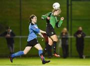 24 September 2016; Sarah McKevitt of Peamount United in action against Jetta Berrill of UCD Waves during the Continental Tyres Women's National League game between UCD Waves and Peamount United at Jackson Park in Kilternan, Co. Dublin. Photo by Sportsfile