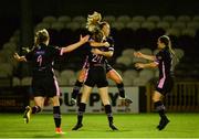 24 September 2016; Kylie Murphy, facing, of Wexford Youths WFC, celebrates with teammate Orla Casey, centre, after scoring her side's second goal during the Continental Tyres Women's National League game between Galway WFC and Wexford Youths WFC at Eamon Deacy Park in Galway. Photo by Seb Daly/Sportsfile