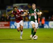 24 September 2016; Stephen Dooley of Cork City in action against Toby Adebayo Rowling of Sligo Rovers during the SSE Airtricity League Premier Division game between Sligo Rovers and Cork City at the Showgrounds in Sligo. Photo by Oliver McVeigh/Sportsfile