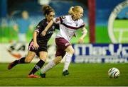 24 September 2016; Meabh De Burca of Galway WFC in action against Amy Walsh of Wexford Youths WFC during the Continental Tyres Women's National League game between Galway WFC and Wexford Youths WFC at Eamon Deacy Park in Galway. Photo by Seb Daly/Sportsfile