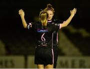 24 September 2016; Kylie Murphy, left, and Jess Gleeson of Wexford Youths WFC congratulated each other following their side's victory during the Continental Tyres Women's National League game between Galway WFC and Wexford Youths WFC at Eamon Deacy Park in Galway. Photo by Seb Daly/Sportsfile