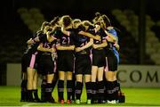 24 September 2016; Wexford Youths WFC players in a team huddle following their victory during the Continental Tyres Women's National League game between Galway WFC and Wexford Youths WFC at Eamon Deacy Park in Galway. Photo by Seb Daly/Sportsfile