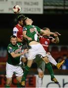 24 September 2016; Gavin Peers of Sligo Rovers in action against Kenny Browne and Gary Buckley of Cork City during the SSE Airtricity League Premier Division game between Sligo Rovers and Cork City at the Showgrounds in Sligo. Photo by Oliver McVeigh/Sportsfile
