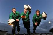 31 January 2011; ESB today announced a three year renewal of their sponsorship of the Under 20’s Six Nations Rugby Championship home fixtures. Pictured at the announcement are, from left, Eoin McKeon, Daniel Qualter and Niall Annett. ESB will once more join with Buccaneers RFC in staging the home Six Nations U-20 Championship games for the sixth successive season at Dubarry Park, Athlone, kicking off with the match against France on Friday, February 11th at 19.45. . Buccaneers Rugby Club, Dubarry Park, Athlone. Picture credit: Stephen McCarthy / SPORTSFILE