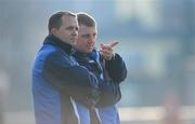30 January 2011; Waterford manager Davy Fitzgerald, left, and selector Padraig Fanning during the game. Waterford Crystal Cup Semi-Final, Clare v Waterford, Sixmilebridge GAA Club, Sixmilebridge, Co. Clare. Picture credit: Diarmuid Greene / SPORTSFILE
