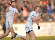 30 January 2011; Keith Cribbin, right, Kildare, celebrates  after scoring a late goal to beat Louth. O'Byrne Cup Final, Kildare v Louth, St Conleth's Park, Newbridge, Co. Kildare. Picture credit: David Maher / SPORTSFILE