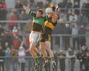 30 January 2011; Derek Kavanagh, Nemo Rangers, contests a high ball with David Casey, Dr. Crokes. AIB Munster GAA Football Senior Club Championship Final, Dr. Crokes v Nemo Rangers, Mallow Gaa & Sports Complex, Mallow, Co. Cork. Picture credit: Barry Cregg / SPORTSFILE