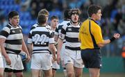 30 January 2011; Killian O'Donoghue, Belvedere College, approaches referee Eanna O'Dowd. Powerade Leinster Schools Rugby Senior Cup, First Round, Belvedere College v St Michael's College, Donnybrook Stadium, Donnybrook, Dublin. Picture credit: Brian Lawless / SPORTSFILE