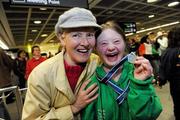 30 January 2011; Team Ireland's Clara Keogan, from Ballsbridge, Co. Dublin, who won bronze in the Giant Slalom and fourth in the Slalom, with her mother Philomena, on her return to Dublin Airport following the Special Olympics European Ski Alpine Cup 2011 in Austria. Dublin Airport, Dublin. Picture credit: Brian Lawless / SPORTSFILE