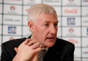 31 January 2011; Northern Ireland manager Nigel Worthington speaking during a squad announcement press conference ahead of their Carling Nations Cup Tournament game against Scotland in the Aviva Stadium on February 9th. Northern Ireland Press Conference, Irish FA Headquarters, Belfast, Co. Antrim. Picture credit: Oliver McVeigh / SPORTSFILE