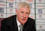 31 January 2011; Northern Ireland manager Nigel Worthington speaking during a squad announcement press conference ahead of their Carling Nations Cup Tournament game against Scotland in the Aviva Stadium on February 9th. Northern Ireland Press Conference, Irish FA Headquarters, Belfast, Co. Antrim. Picture credit: Oliver McVeigh / SPORTSFILE