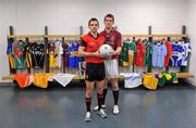 31 January 2011; At the launch of the Allianz Football Leagues 2011 are, from left, Down footballer Danny Hughes and Galway footballer Kieran Fitzgerald. Allianz Football Leagues 2011 Launch, Croke Park, Dublin. Picture credit: Brendan Moran / SPORTSFILE