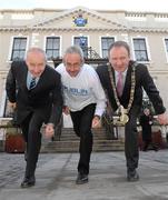 31 January 2011; The Lord Mayor of Dublin, Councillor Gerry Breen with Race Director Jim Aughney, left, and former runner Dick Hooper at the launch of the 2011 Dublin City Marathon. Launch of 2011 Dublin Marathon, The Mansion House, Dublin. Photo by Sportsfile