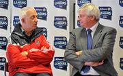 31 January 2011; At the launch of the Allianz Football Leagues 2011 is MC Michael Lyster with Cork manager Conor Counihan. Allianz Football Leagues 2011 Launch, Croke Park, Dublin. Picture credit: Brendan Moran / SPORTSFILE