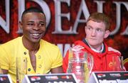 31 January 2011; Guillermo Rigondeaux during a press conference alongside Willie Casey ahead of their WBA Super Bantamweight World Title Fight on March 19th in Citywest Convention Centre, Dublin. WBA Super Bantamweight World Title Fight Press Conference, Thomond Park, Limerick. Picture credit: Diarmuid Greene / SPORTSFILE
