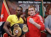 31 January 2011; Willie Casey, right, and Guillermo Rigondeaux after a press conference ahead of their WBA Super Bantamweight World Title Fight on March 19th in Citywest Convention Centre, Dublin. WBA Super Bantamweight World Title Fight Press Conference, Thomond Park, Limerick. Picture credit: Diarmuid Greene / SPORTSFILE