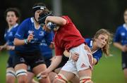 24 September 2016; Mary Hilda Hurley of Munster is tackled by Megan Burns of Leinster during the U18 Girls Interprovincial Series match between Leinster and Munster at Seapoint RFC in Dublin. Photo by Matt Browne/Sportsfile