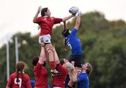 24 September 2016; Jane Ryan of Munster takes the ball in the lineout against Daisy Earle Leinster during the U18 Girls Interprovincial Series match between Leinster and Munster at Seapoint RFC in Dublin. Photo by Matt Browne/Sportsfile
