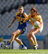 25 September 2016; Stephanie Cochrane of Antrim in action against Ann Marie Bratton of Longford during the TG4 Ladies Football All-Ireland Junior Football Championship Final match between Antrim and Longford at Croke Park in Dublin. Photo by Piaras Ó Mídheach/Sportsfile