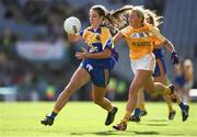 25 September 2016; Michelle Farrell of Longford in action against Áine Tubridy of Antrim during the TG4 Ladies Football All-Ireland Junior Football Championship Final match between Antrim and Longford at Croke Park in Dublin.  Photo by Brendan Moran/Sportsfile