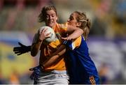 25 September 2016; Mairéad Cooper of Antrim in action against Mairéad Moore of Longford during the TG4 Ladies Football All-Ireland Junior Football Championship Final match between Antrim and Longford at Croke Park in Dublin. Photo by Piaras Ó Mídheach/Sportsfile
