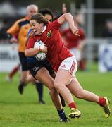 24 September 2016; Enya Breen of Munster is tackled by Eimear Corri of Leinster during the U18 Girls Interprovincial Series match between Leinster and Munster at Seapoint RFC in Dublin. Photo by Matt Browne/Sportsfile